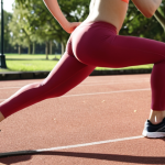 **

A runner dynamically stretching their legs before a run. Focus on the movement and energy. Background should be a park or running track.

**